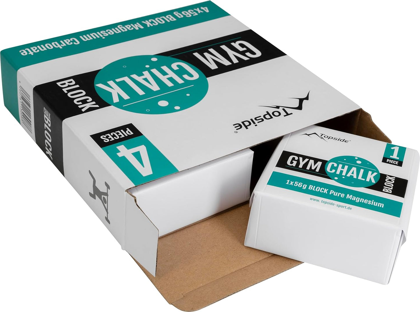 TOPSIDE Gym Chalk 4x56g (und 8x56g) Chalk Block für Gewichtheben, Klettern, Bouldern, Turnen, Crossfit