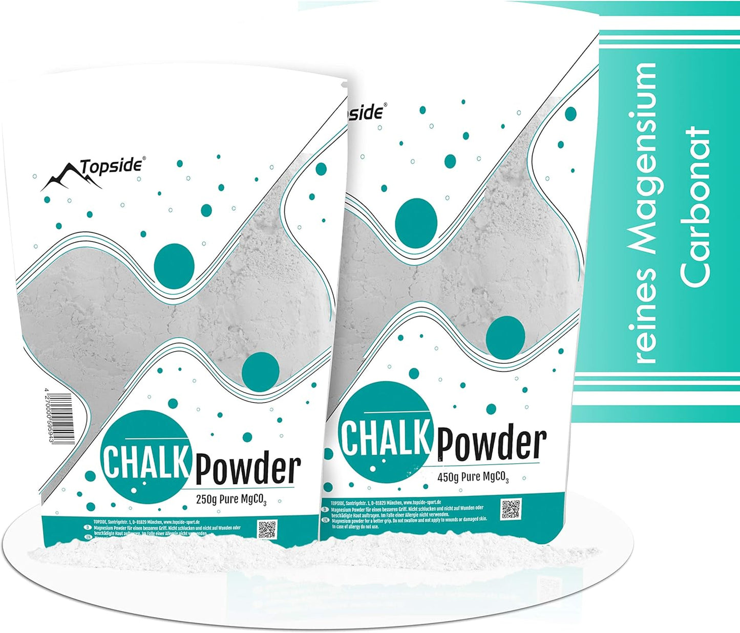 TOPSIDE Chalk Powder - reines Magnesiumcarbonat Pulver für Klettersport, Gym, Kraftsport